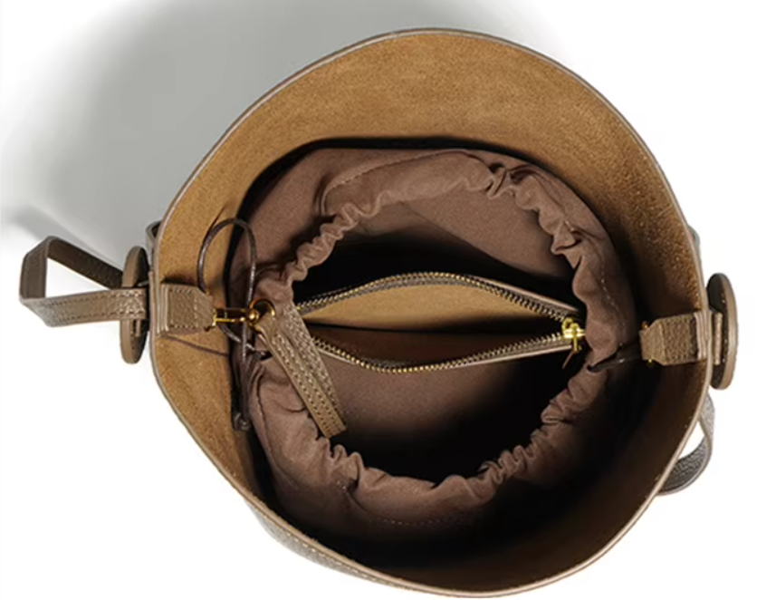 Handcrafted Calfskin Leather Bucket Bag