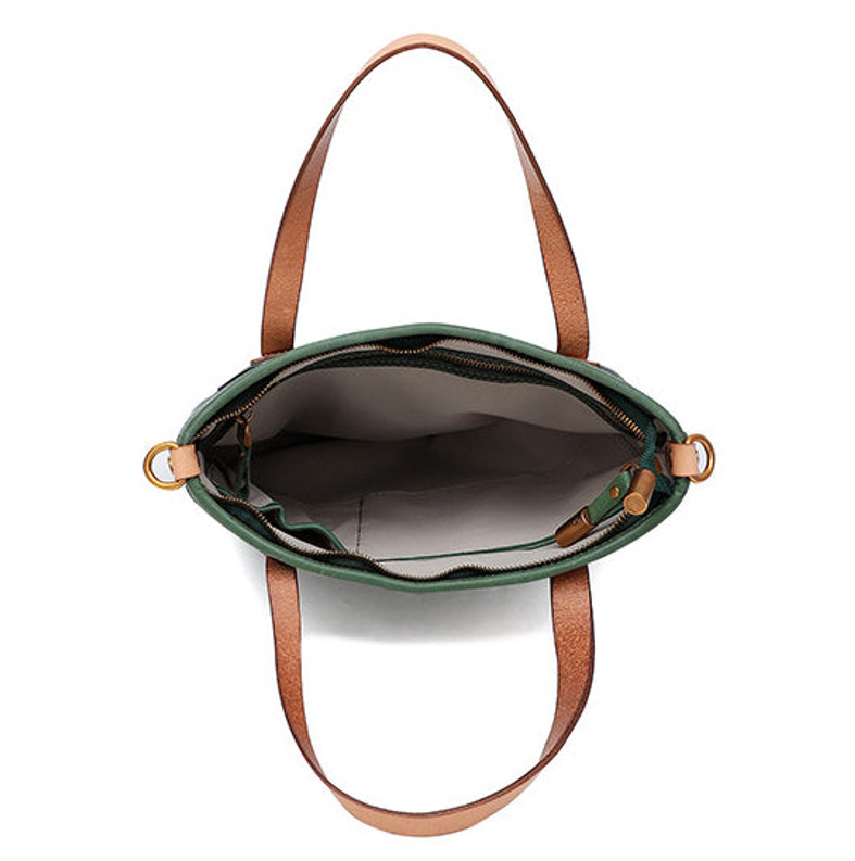 Stylish Argyle Patchwork Cowhide Leather Tote