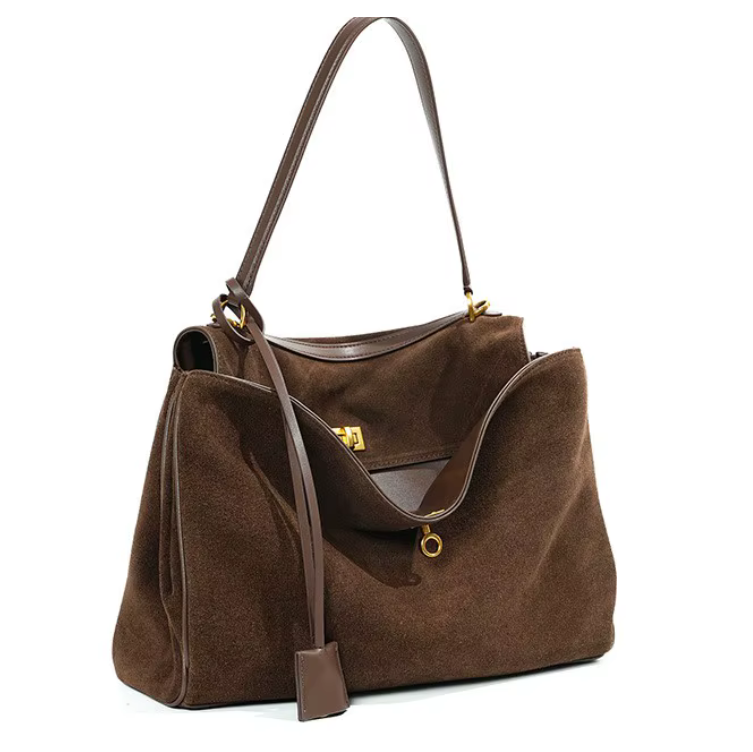 Stylish Suede Cowhide Leather Shoulder Bag