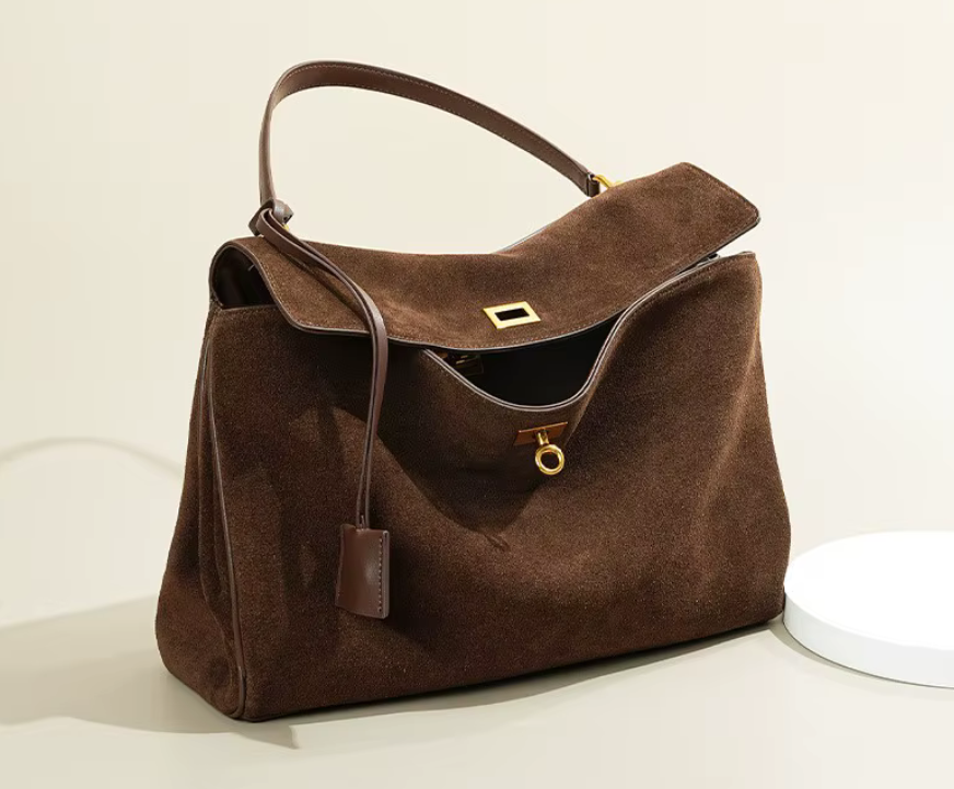 Stylish Suede Cowhide Leather Shoulder Bag
