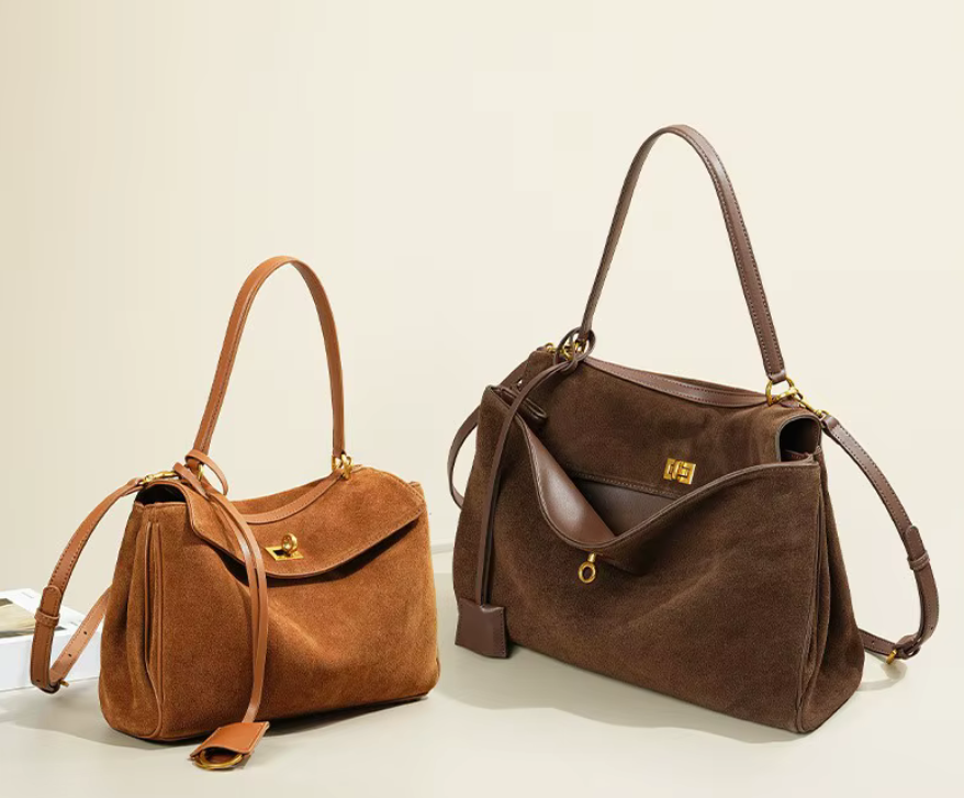 Stylish Suede Cowhide Leather Shoulder Bag
