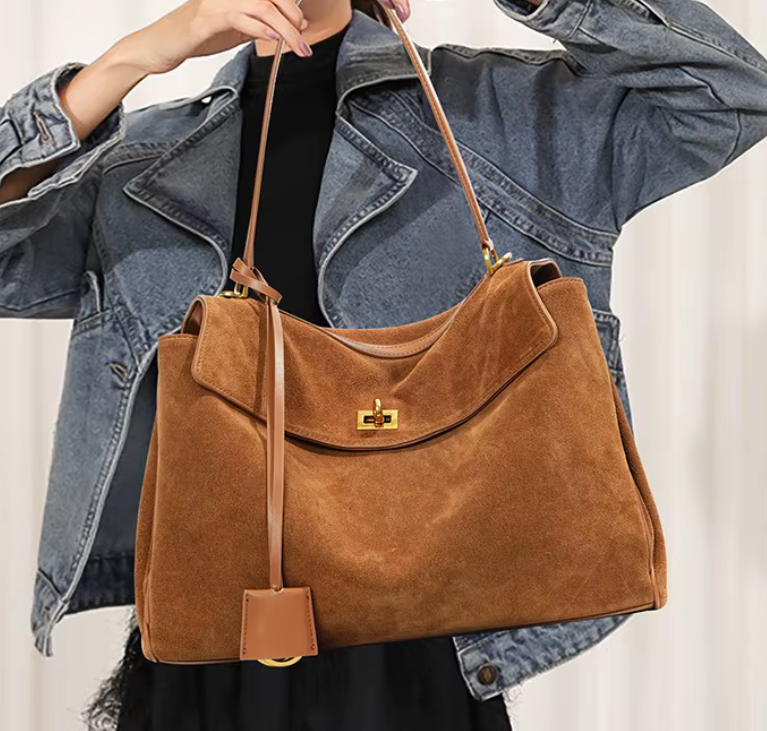 Stylish Suede Cowhide Leather Shoulder Bag