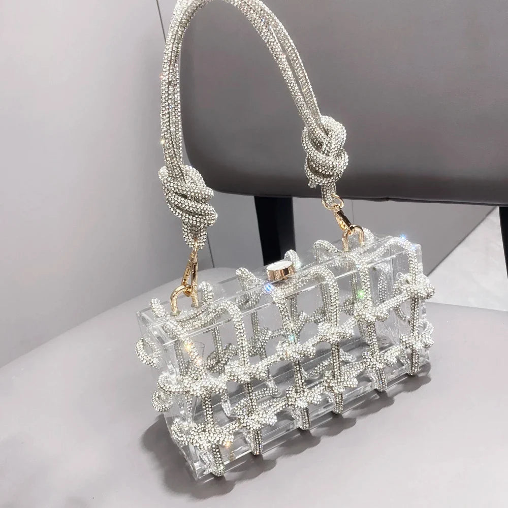 Elegant Rhinestone Clear Box Handbag