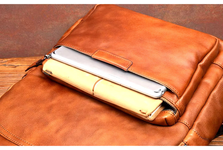Classic Genuine Cowhide Leather Backpack
