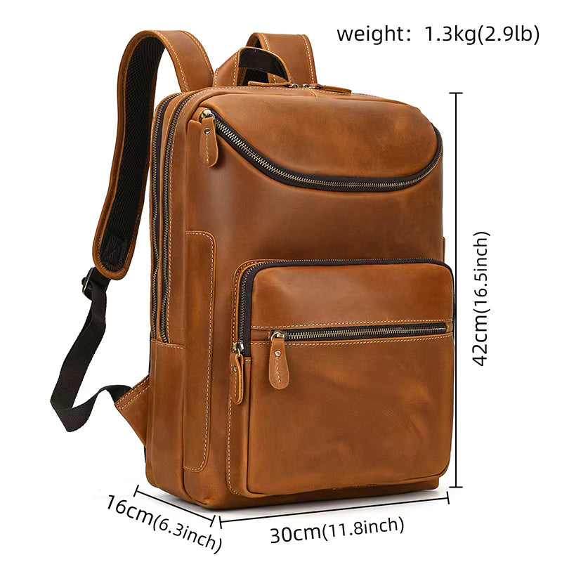 Classic Vintage Cowhide Leather Backpack