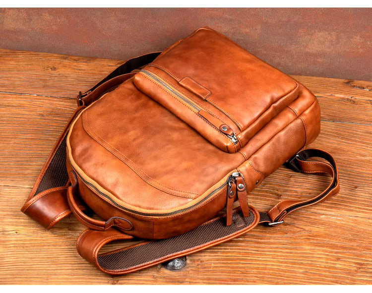 Classic Genuine Cowhide Leather Backpack