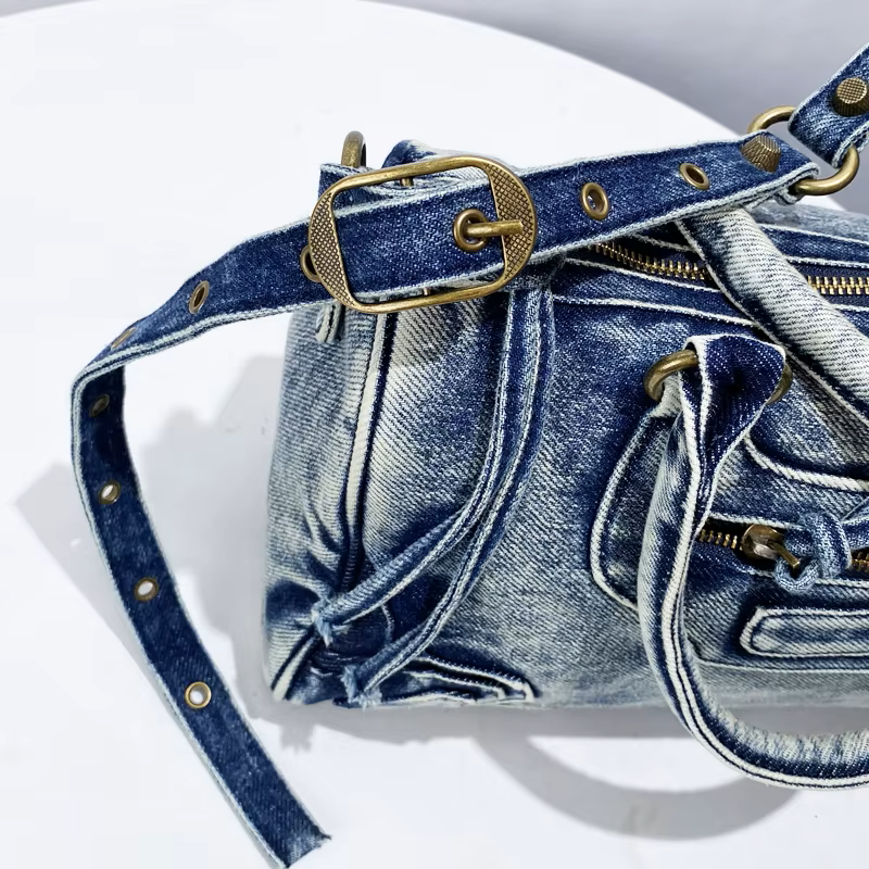 Vintage Faded Denim Bag