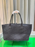 Handcrafted Woven Cowhide Leather Tote Bag