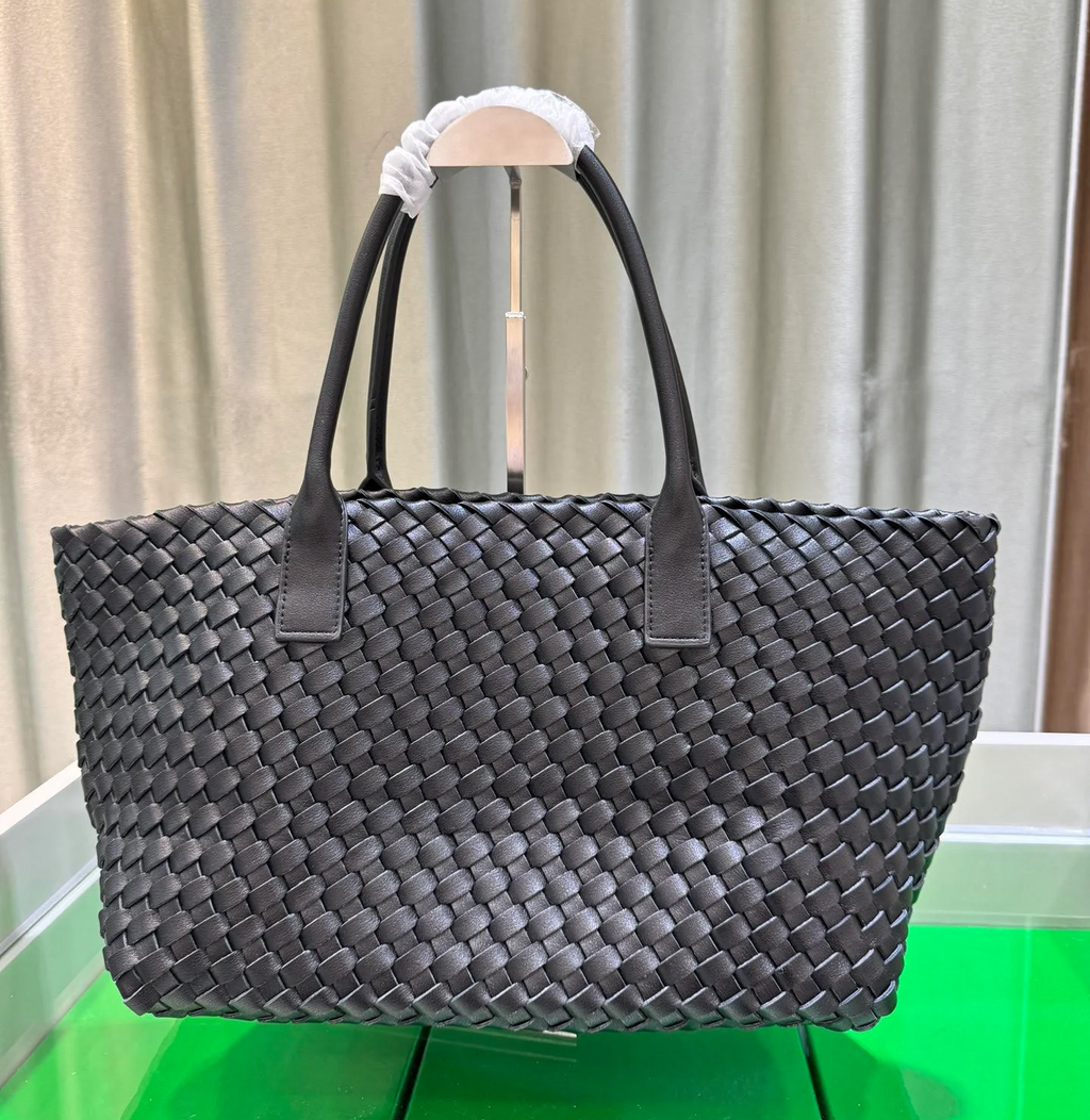 Handcrafted Woven Cowhide Leather Tote Bag