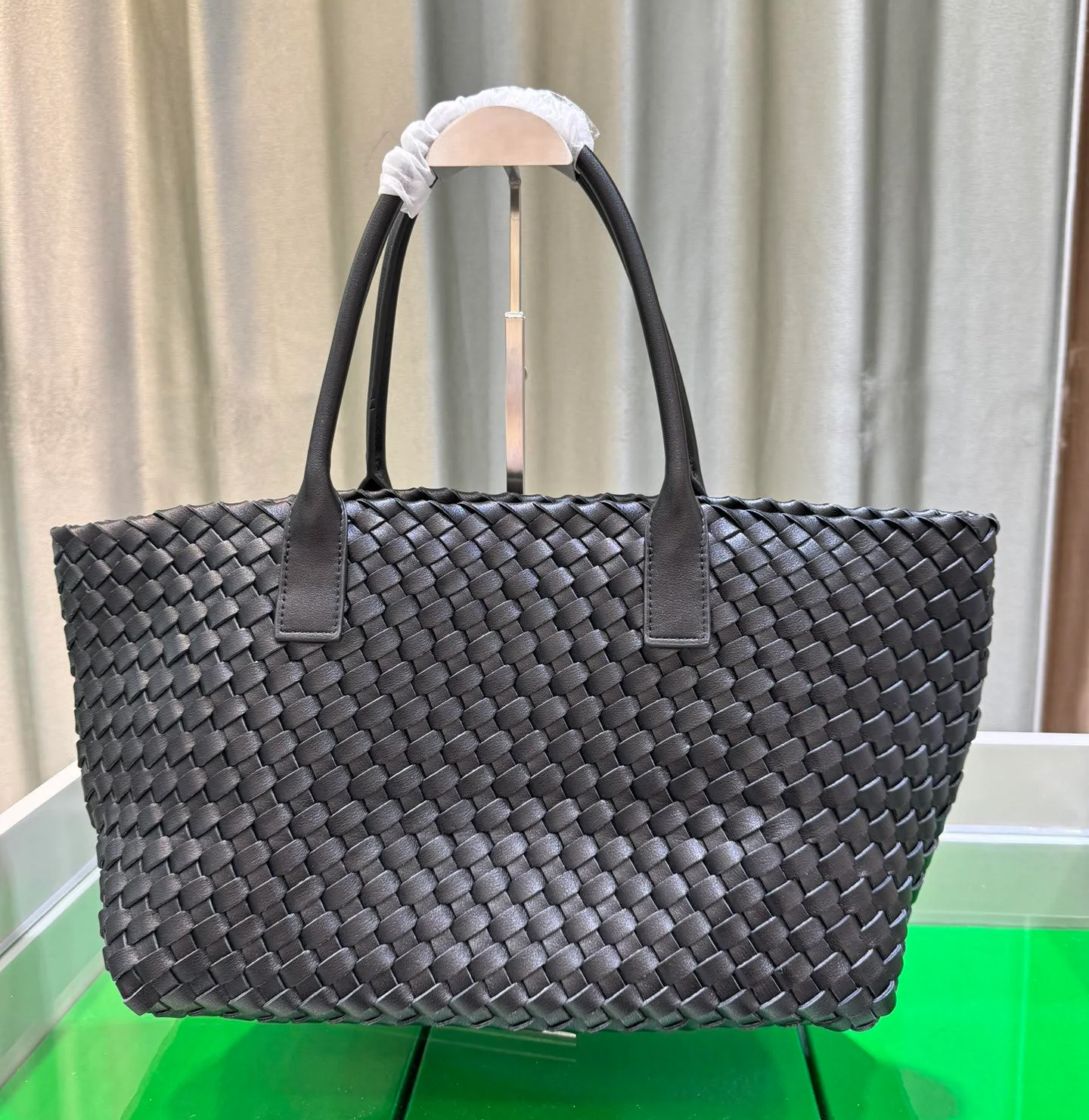 Handcrafted Woven Cowhide Leather Tote Bag