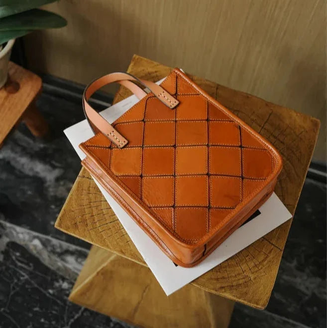 Handcrafted Italian Quilted Leather Mini Tote Bag