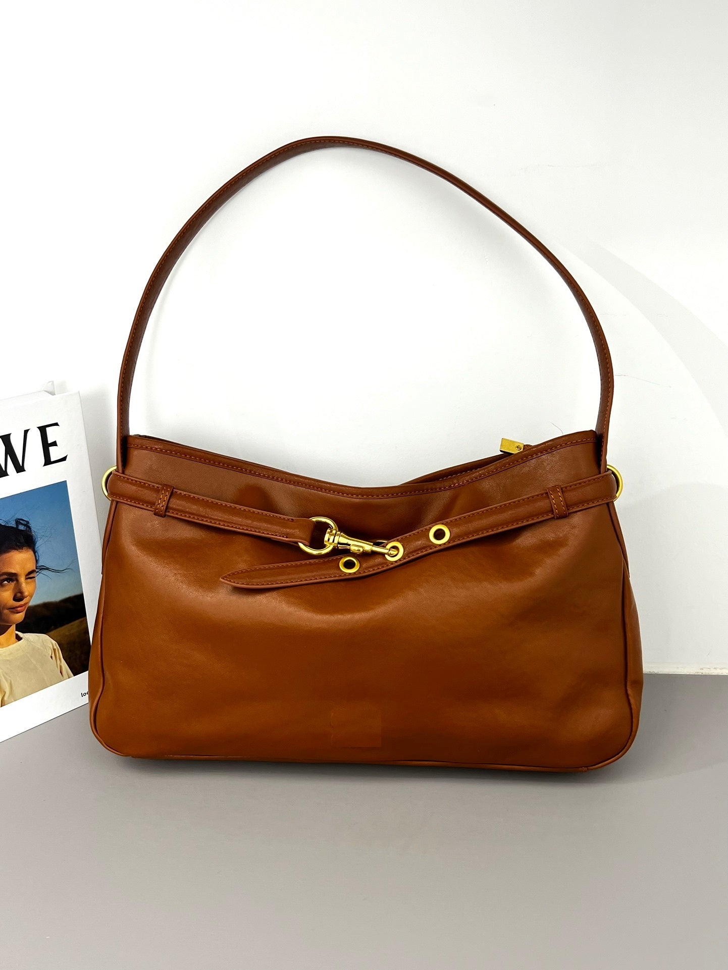Luxe Suede Leather Shoulder Bag