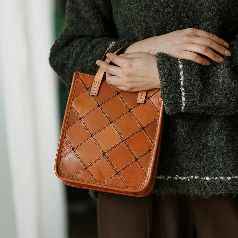 Handcrafted Italian Quilted Leather Mini Tote Bag