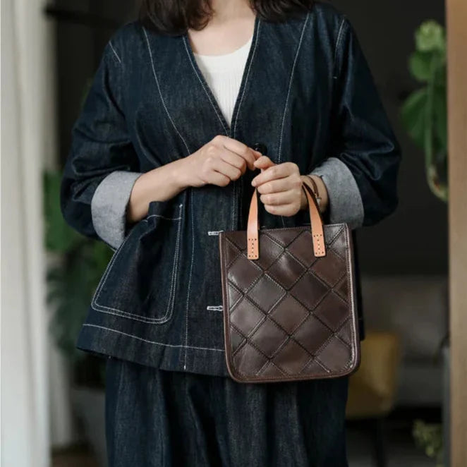 Handcrafted Italian Quilted Leather Mini Tote Bag