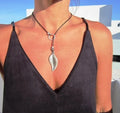 Elegant Silver Leaf Y Necklace