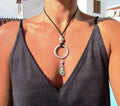 Bohemian Silver Ring Pendant Necklace with Elegant Artisan Charm