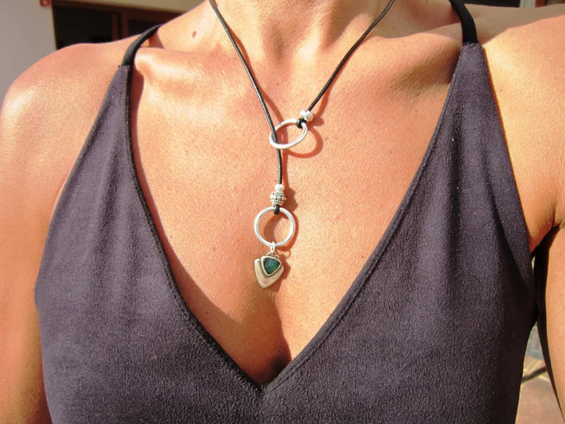 Boho-Chic Leather & Silver Statement Necklace