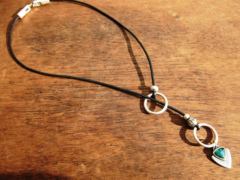 Boho-Chic Leather & Silver Statement Necklace