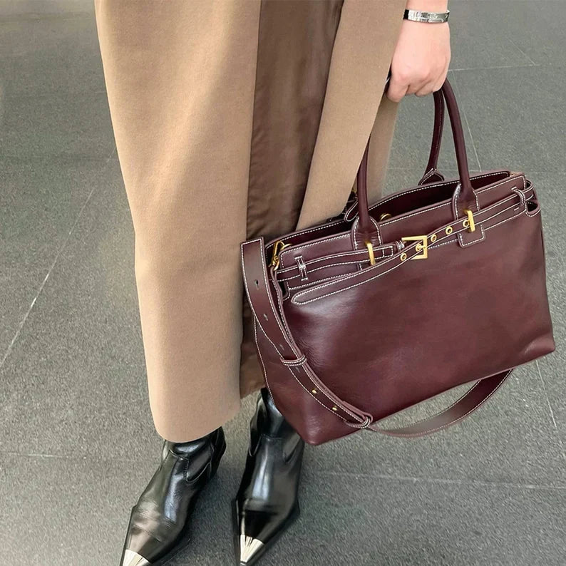 Stylish Leather Buckle Handbag for Everyday Elegance