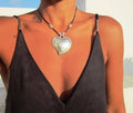 Elegant Heart Pendant Leather Necklace