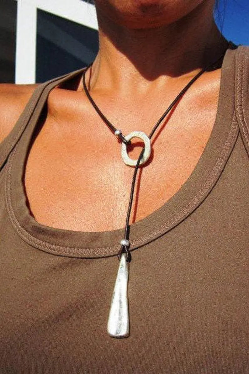 Luna Leather Pendant Necklace