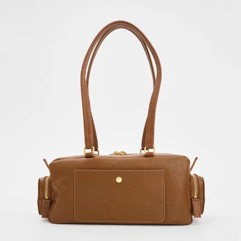 Classic Cowhide Leather Shoulder Bag