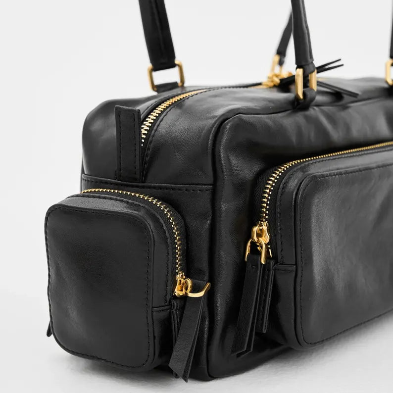 Classic Cowhide Leather Shoulder Bag