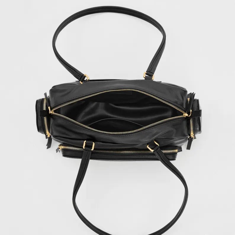 Classic Cowhide Leather Shoulder Bag