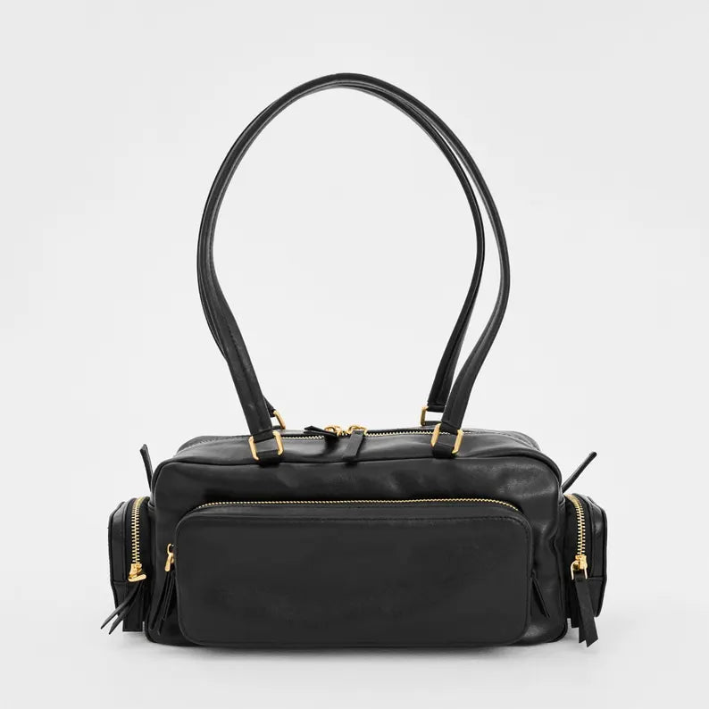Classic Cowhide Leather Shoulder Bag