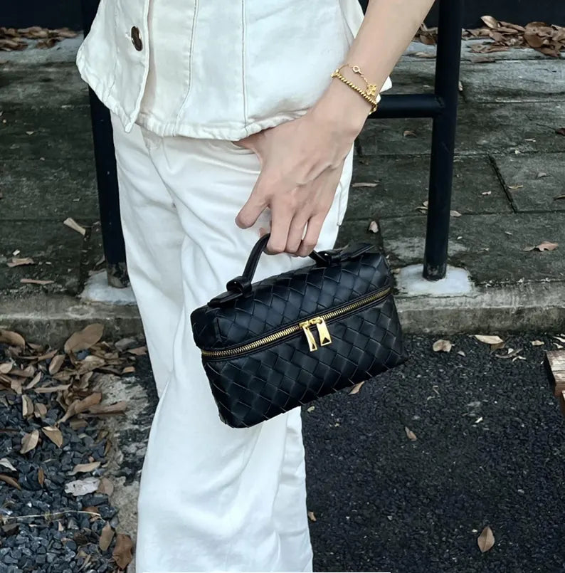 Elegant Woven Box Top-Handle Bag