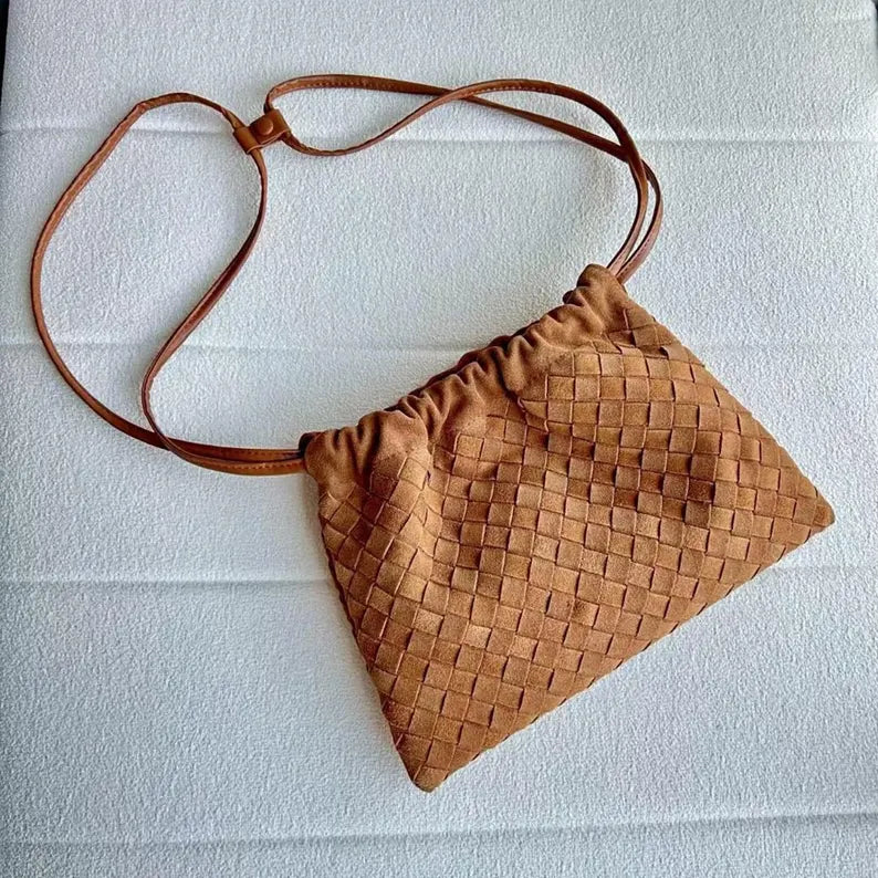 Handwoven Suede Shoulder Bag – Stylish Artisan Craftsmanship and Everyday Elegance