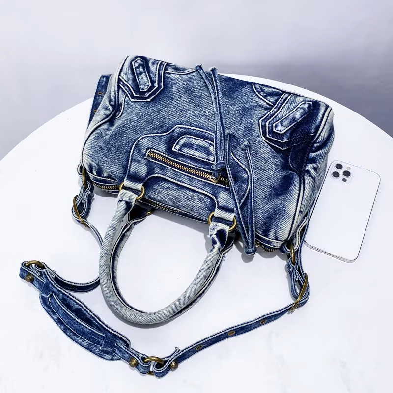 Vintage Faded Denim Bag