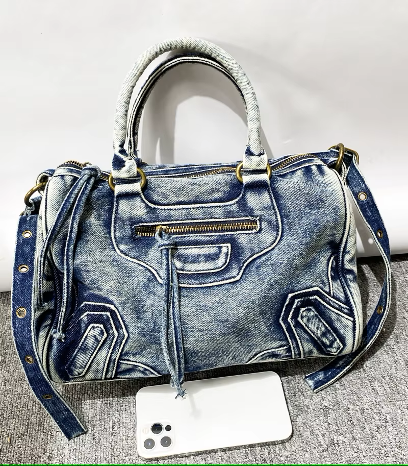 Vintage Faded Denim Bag