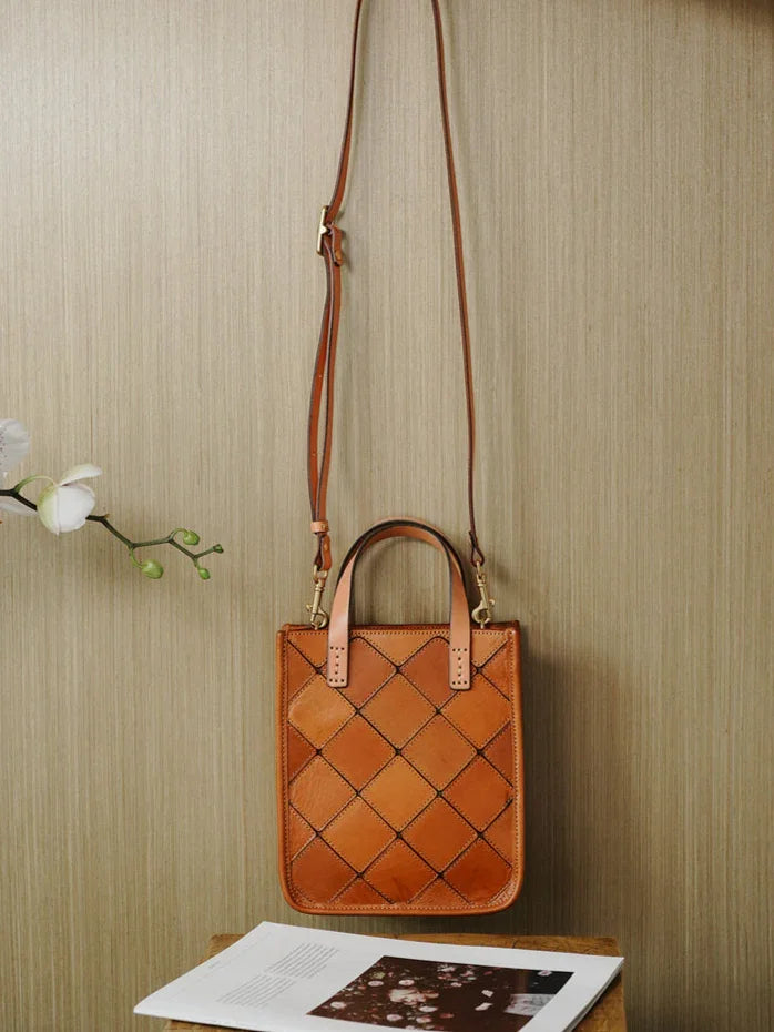 Handcrafted Italian Quilted Leather Mini Tote Bag